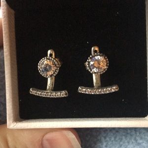 Pandora sterling silver and cubic zirconia jacket stud earrings